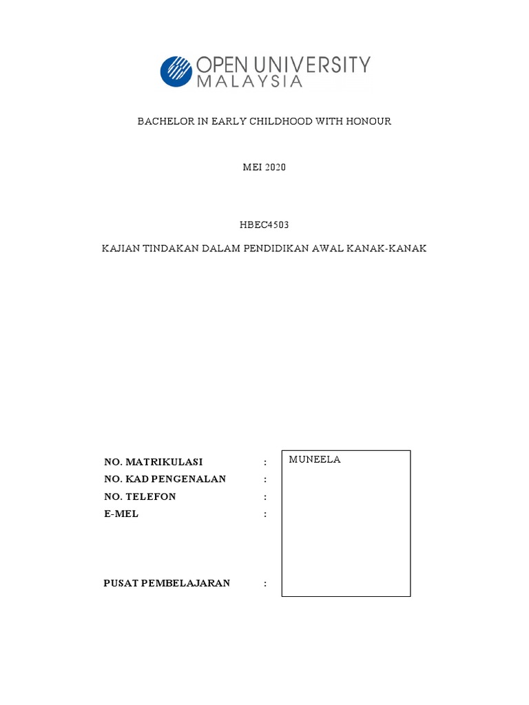 Hbec 4503 Kajian Tindakan Sample Assignment Pdf