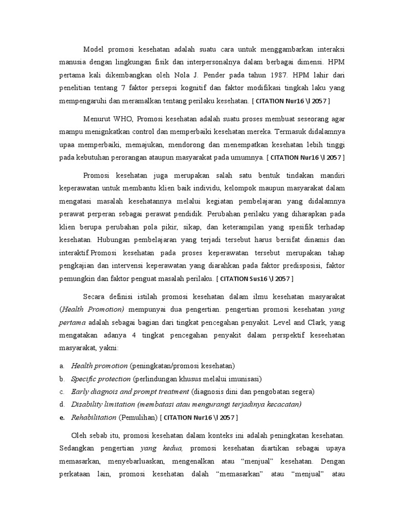 Teori Health Promotion Model Pdf