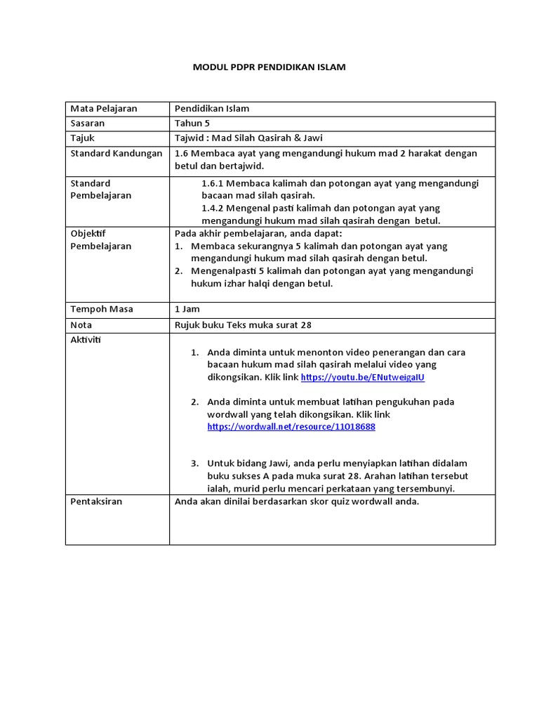 Modul Pdpr Pendidikan Islam Tahun 5 Pdf