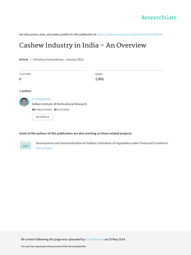 An Overview of the Cashew Industry in India Production, Exports, and