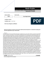 A Level Media Studies Statement of Intent Form Ocr