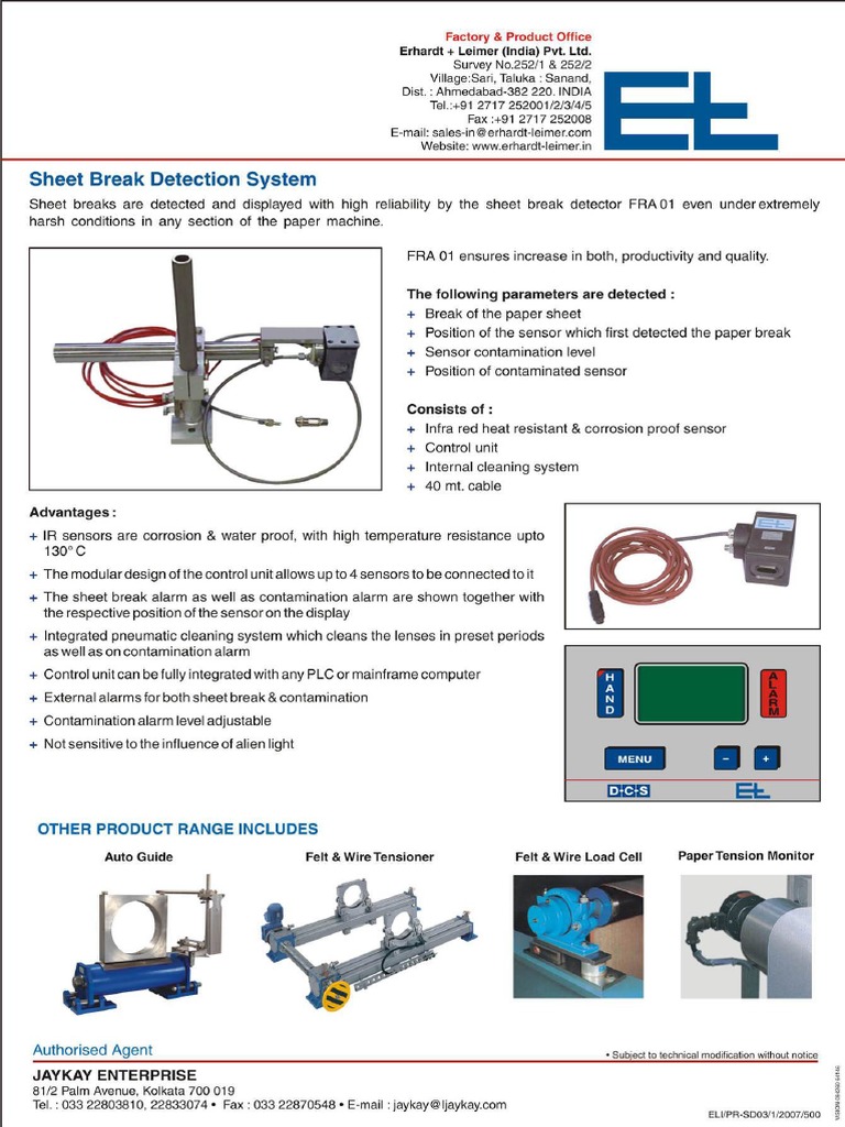 E + L Sheet Break Detection System | PDF