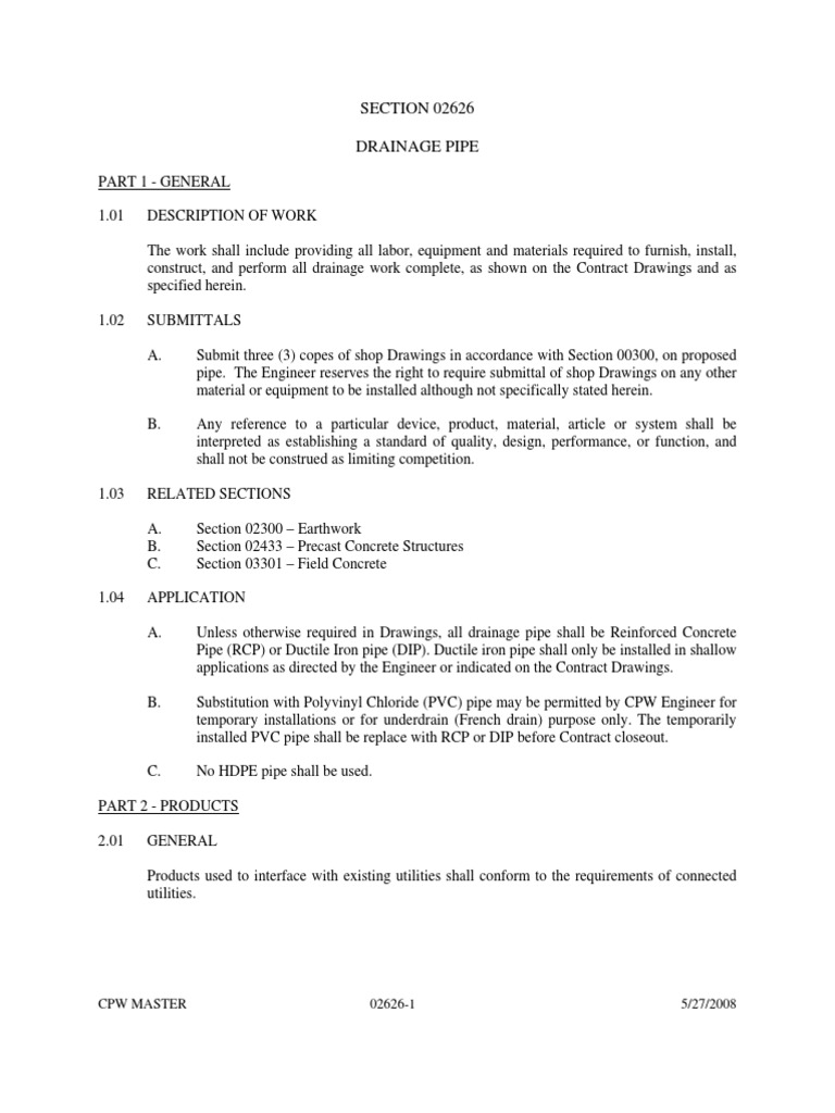 Drainage Pipe Installation Guidelines | PDF | Pipe (Fluid Conveyance ...