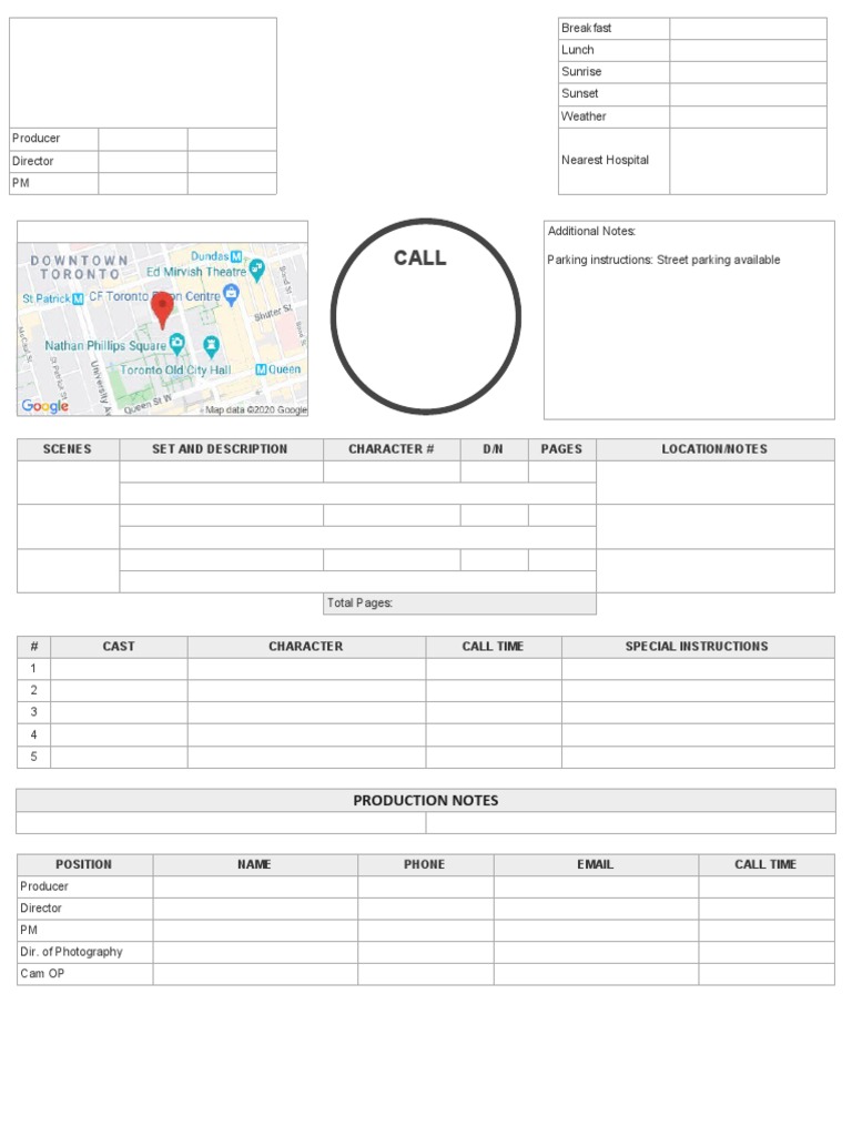 Call Sheet Template 03 | PDF