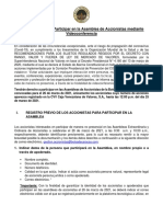 Instrucciones para Participar en Las Asambleas de Accionistas Mediante Videoconferencia