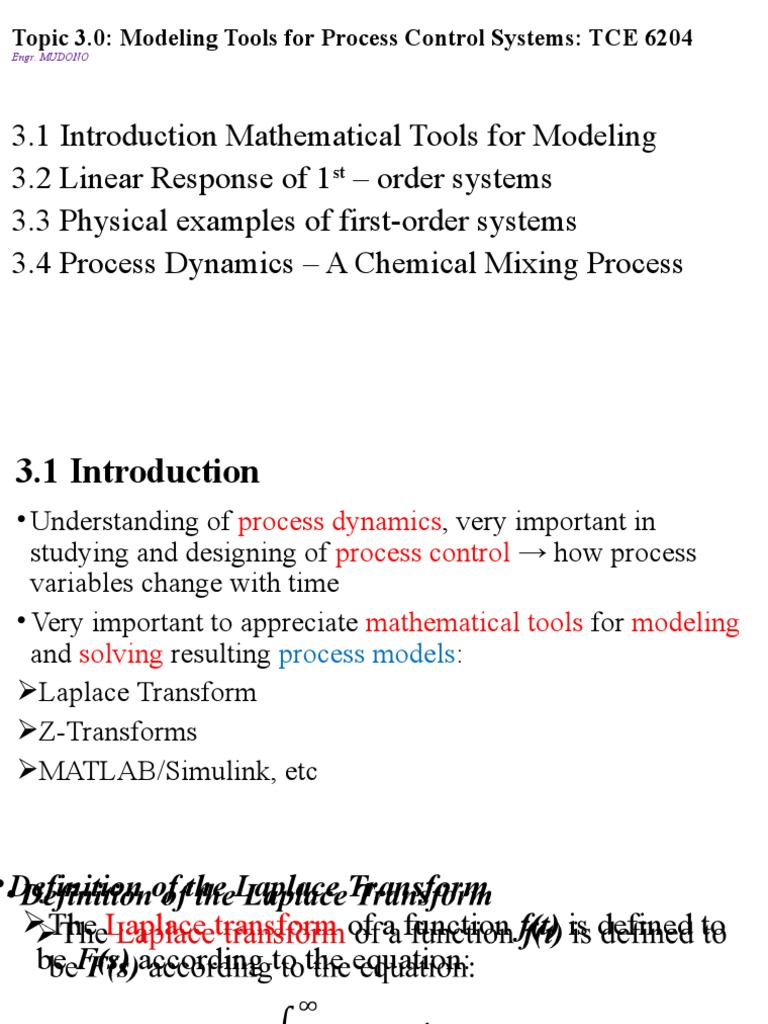 Topic 3.0 Modeling Tools For PDC TCE6204 | PDF | Laplace Transform ...