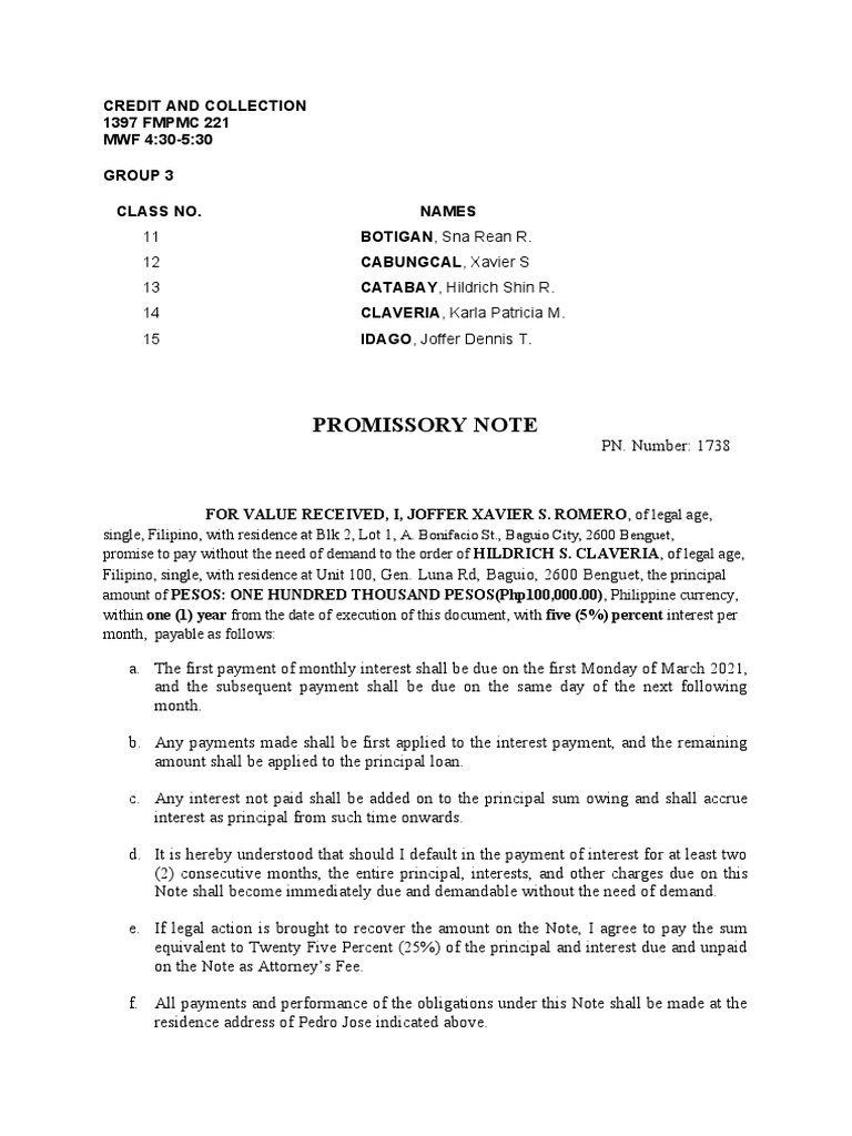 Loan Collection and Defense Analysis | PDF | Promissory Note | Interest