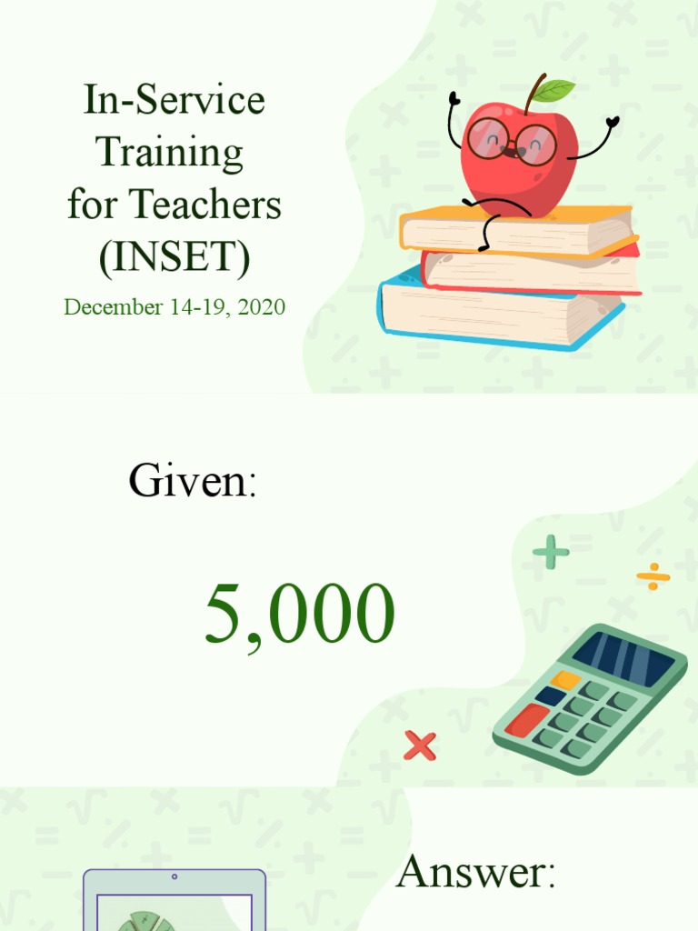 In-Service Training For Teachers (Inset) : December 14-19, 2020 | PDF ...