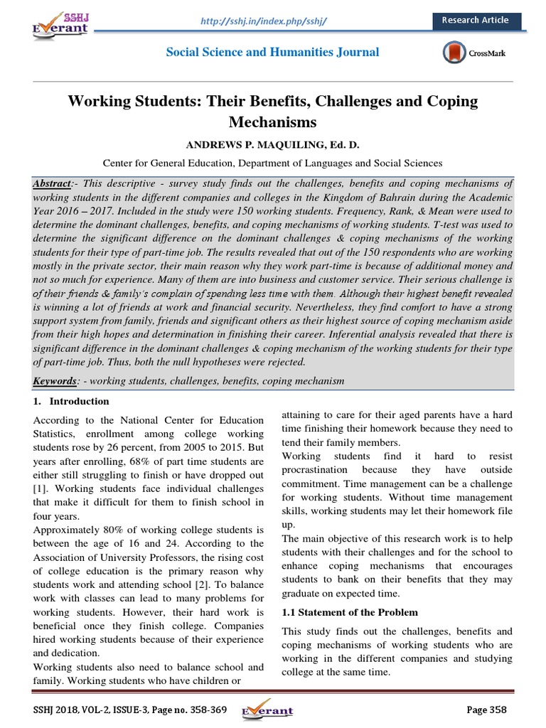 Coping Mechanisms of Working Students | PDF | Statistics | Motivation