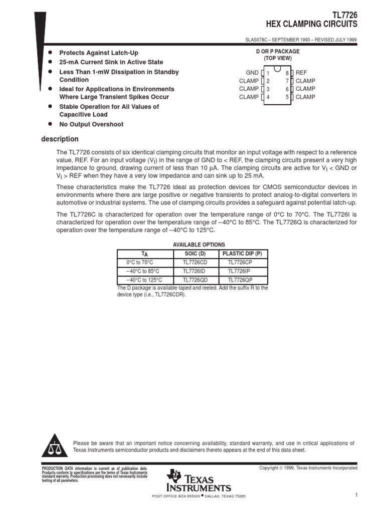 D D D D D D: TL7726 Hex Clamping Circuits | PDF | Electronics ...
