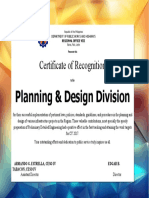Certificate of Recognition: Planning & Design Division