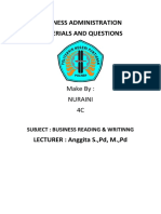 Business Administration Materials and Questions: Make By: Nuraini 4C