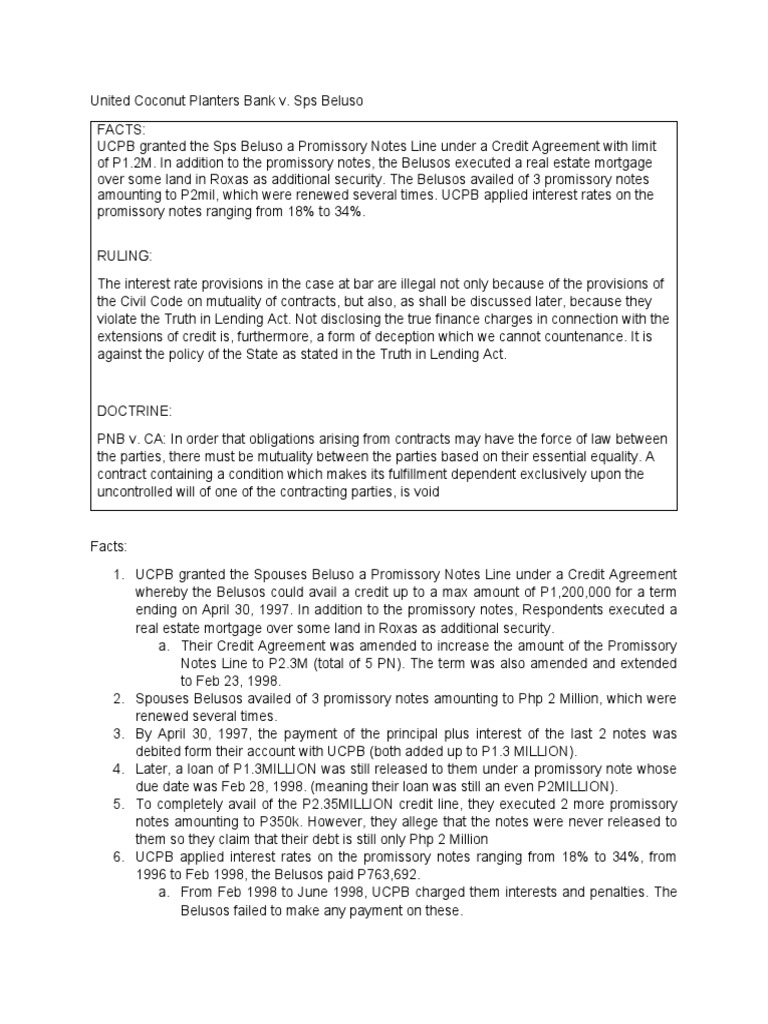 United Coconut Planters Bank V Sps. Beluso PDF Foreclosure