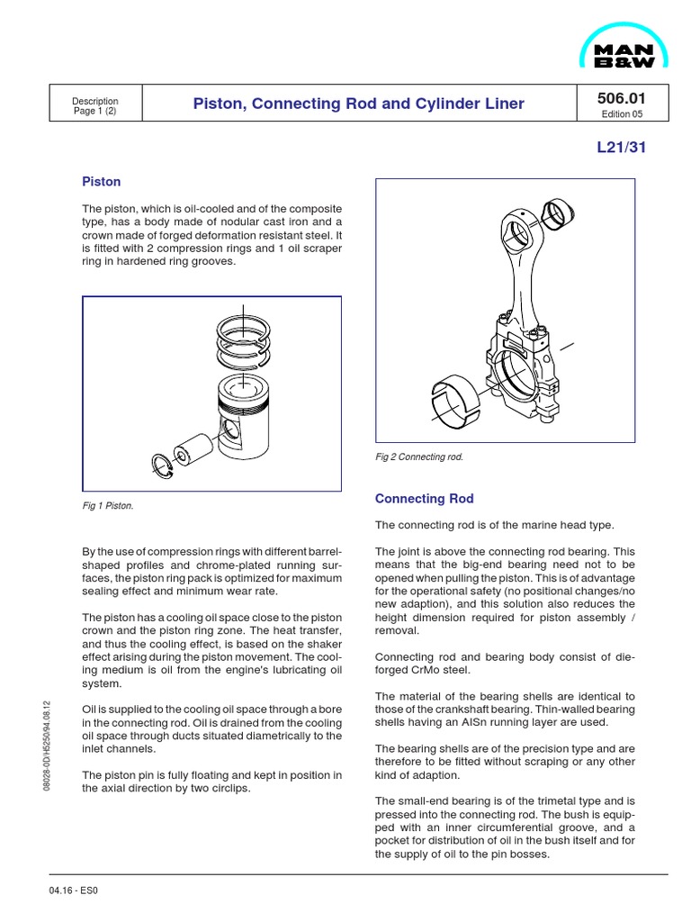 Piston, Connecting Rod and Cylinder Liner PDF Piston Bearing