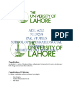 Adil Aziz 70109298 Pak. Studies School of Integrated Social Sciences Submitted To: Mam. Iqra
