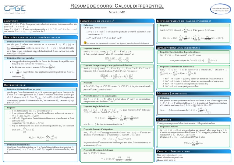 Resume Calcul Diff | PDF | Base (algèbre linéaire) | Pente