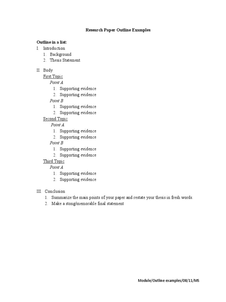 Research Paper Outline Template | PDF