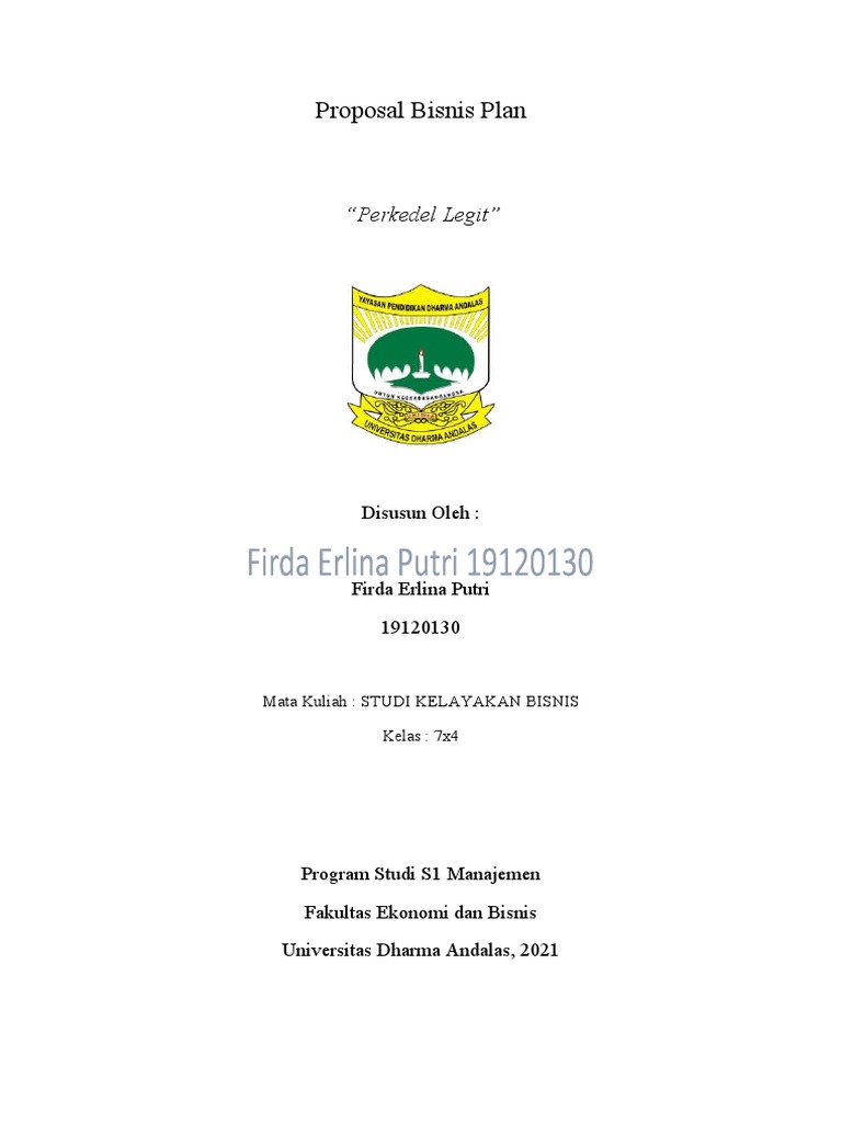 Proposal Bisnis Plan - SKB - 7x4 UAS FIRDA ERLINA PUTRI 19120130 | PDF ...