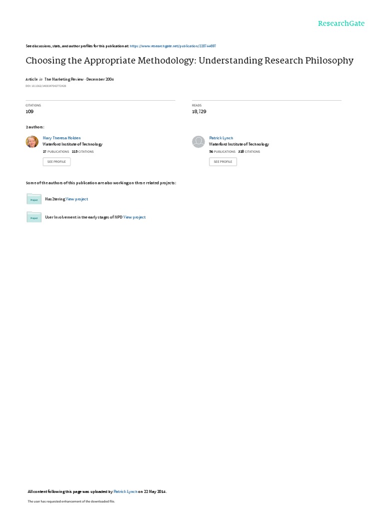 Choosing The Appropriate Methodology Understanding | PDF | Reality ...