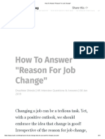 How To Answer - Reason For Job Change