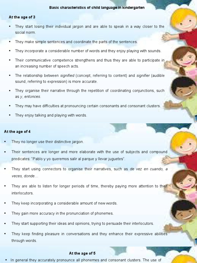 Child Language Development in Kindergarten | PDF | Sentence ...