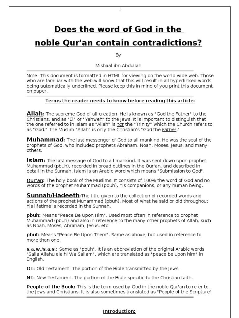 3 Refuting The Contradictions of The Qur