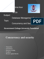 Subject Database Management System Topic Concurrency and Security