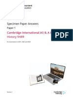 Specimen Paper Answers: Cambridge International AS & A Level History 9489