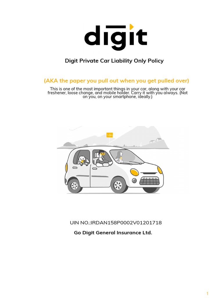 Digit Private Car Liability Policy Details | PDF | Insurance | Driver's ...
