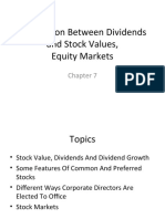 Connection Between Dividends and Stock Values, Equity Markets