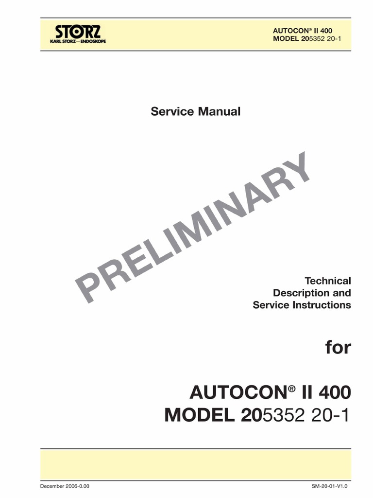 Preliminary Service Manual AUTOCON® II 400 | PDF