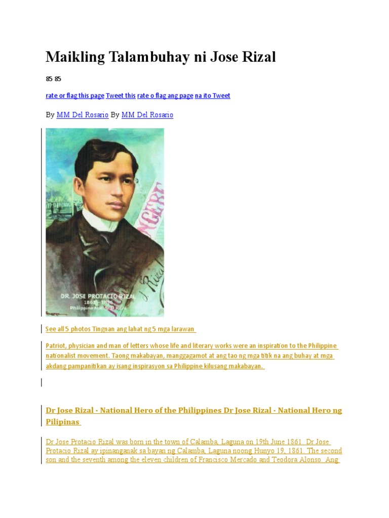 Maikling Talambuhay ni Jose Rizal