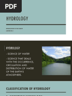 Hydrology: Introduction To The Subject Lecture No. 1