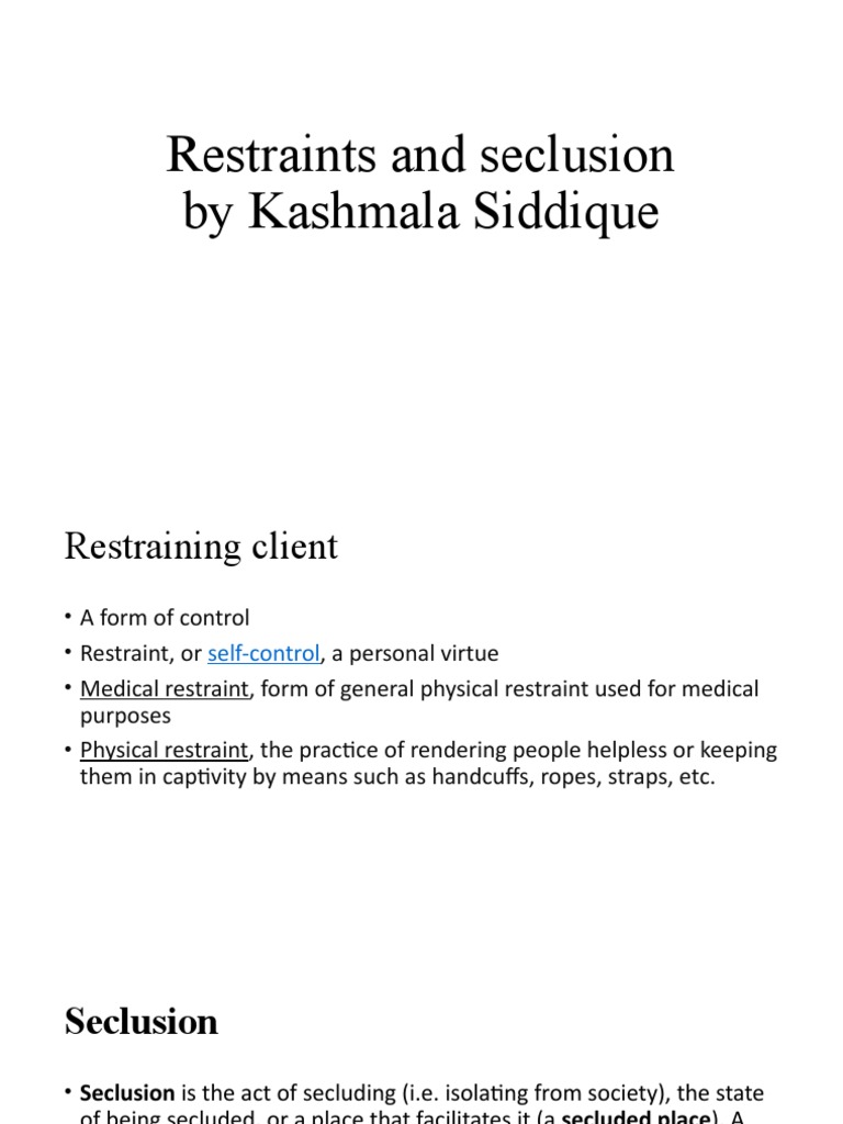 Restraints and Seclusion PDF