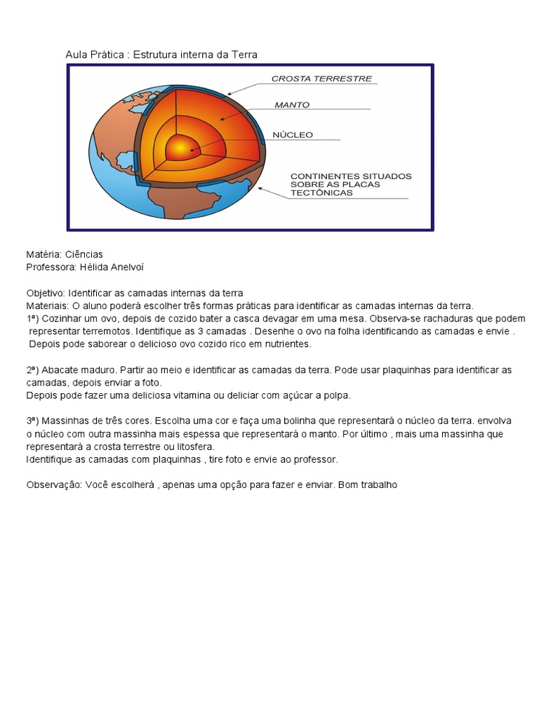 Atividades Práticas sobre Camadas da Terra | PDF | Ciências e Matemática