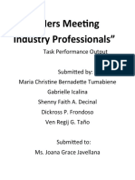 "Stiers Meeting Industry Professionals": Task Performance Output