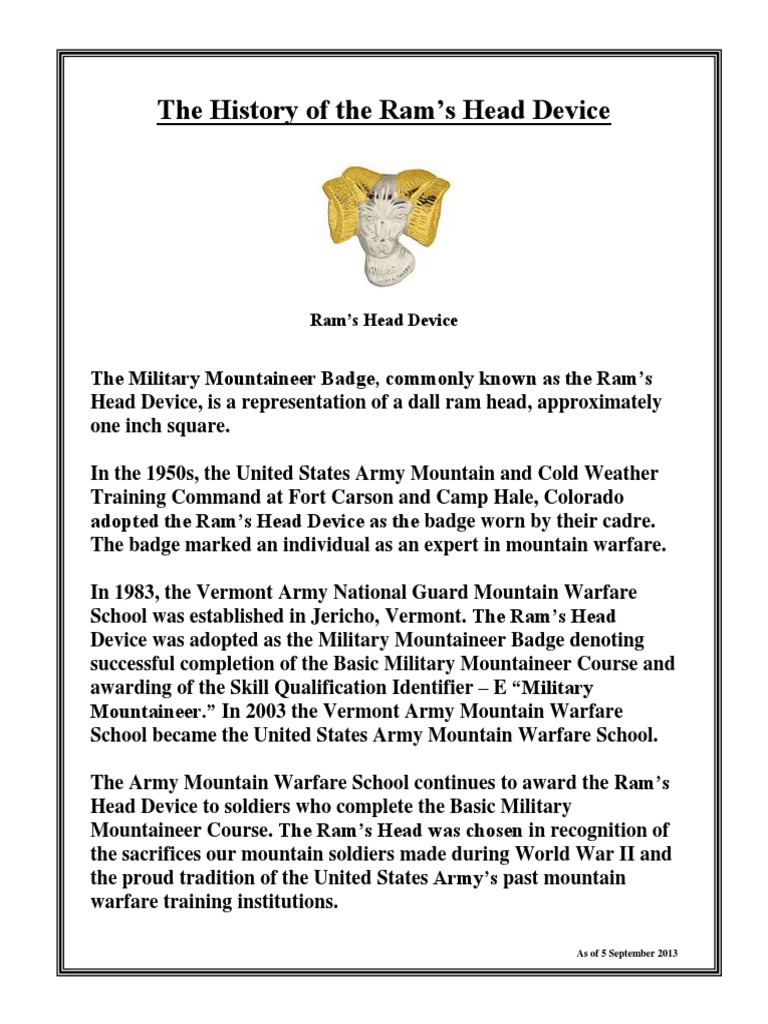History of the Ram’s Head Device | PDF