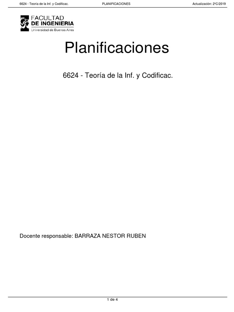 Planificaciones: 6624 - Teoría de La Inf. y Codificac | PDF ...