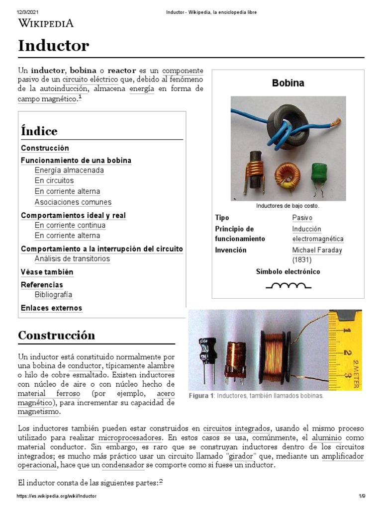Inductor Wikipedia, La Enciclopedia Libre PDF Inductor Fuerza