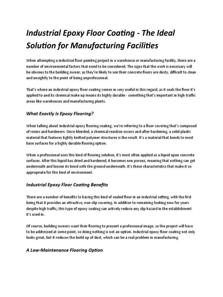Industrial Epoxy Coating Benefits Explained | PDF | Epoxy | Flooring