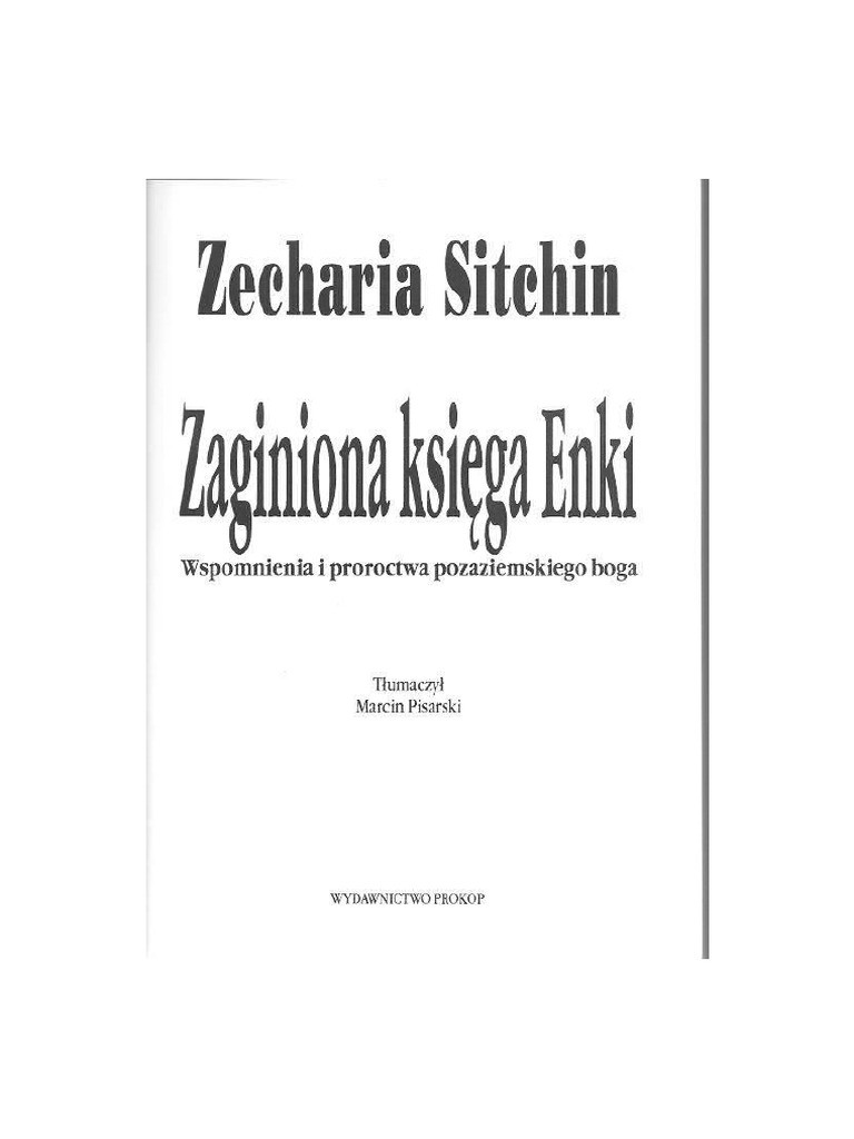 Zecharia Sitchin Zaginiona Ksiga Enki Scan PDF bilde