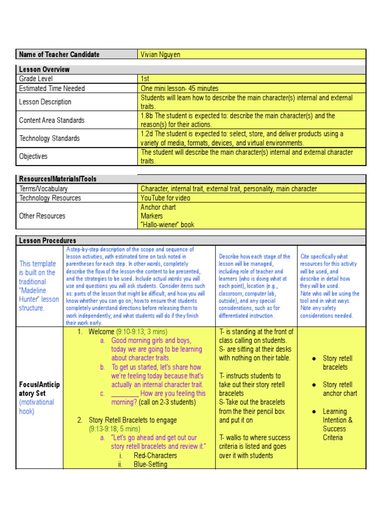 Teaching Character Traits in 1st Grade | PDF | Lesson | Behavior ...