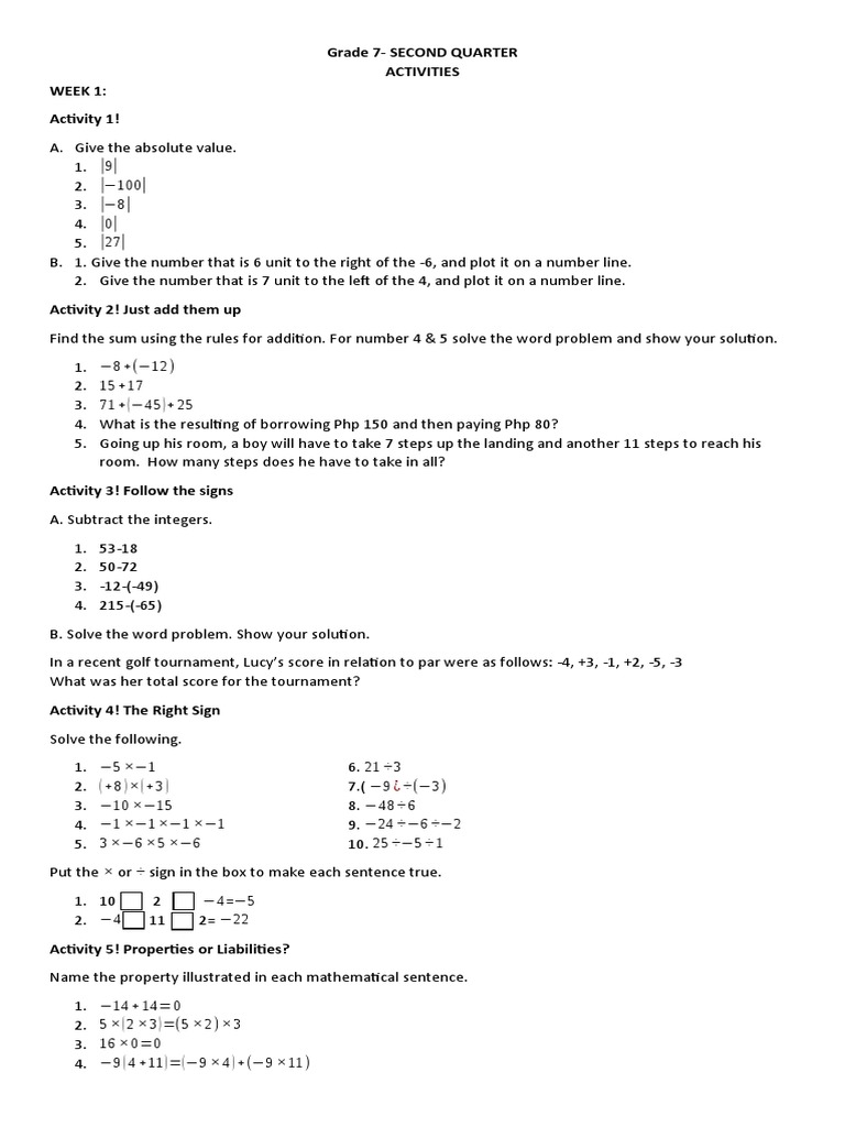 Grade 7 math activities for 2nd quarter | PDF | Body Mass Index | Metrology