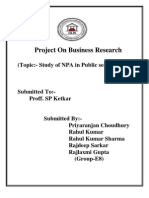 Project On Business Research: (Topic:-Study of NPA in Public Sector Bank)