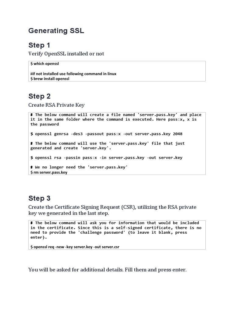 Generating SSL Step 1 Verify Openssl Installed or Not PDF Public