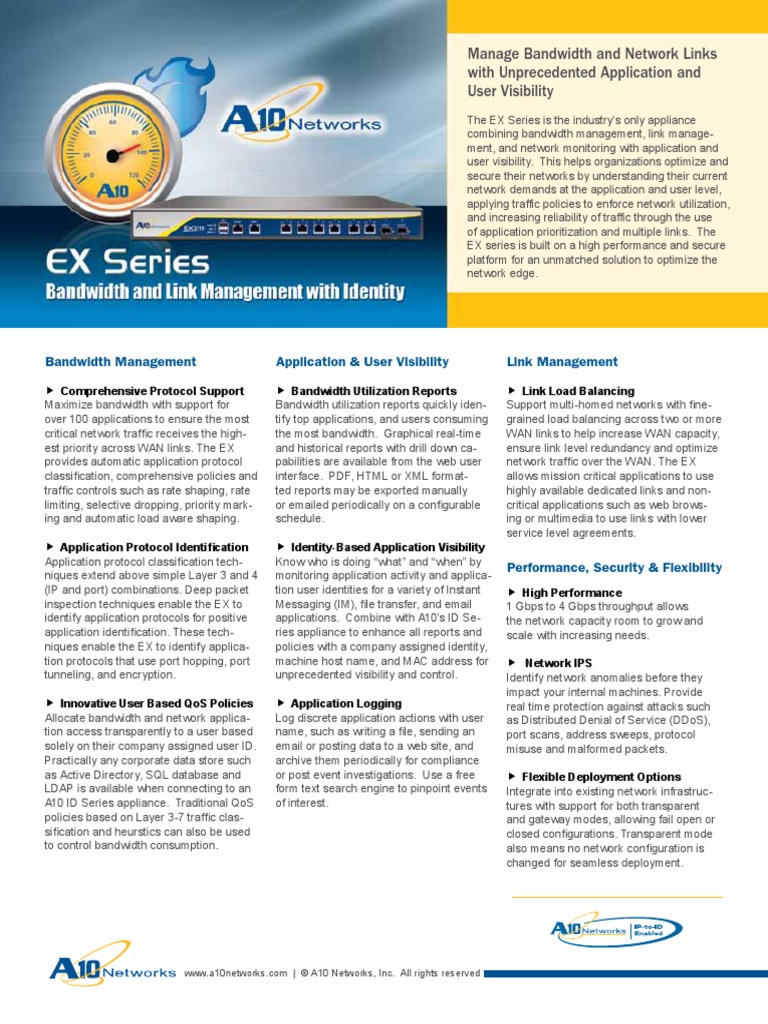 EX Series Bandwidth Link Management With Identity Data Sheet PDF