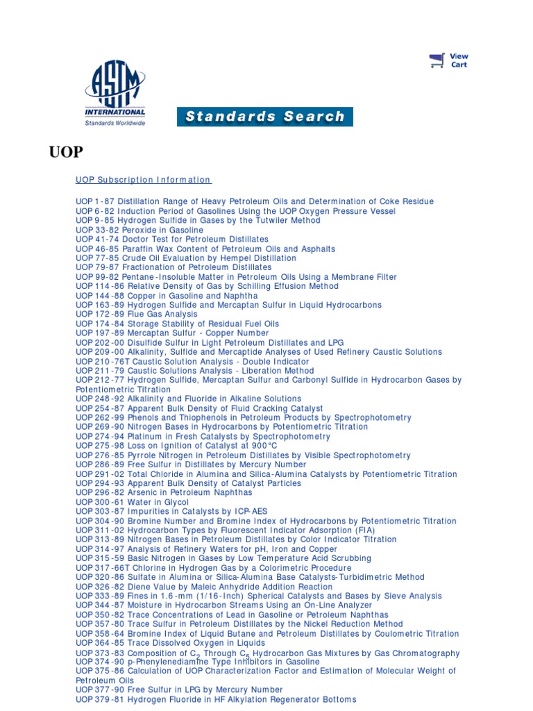 UOP Standards for Petroleum Analysis | PDF | Gas Chromatography | Petroleum
