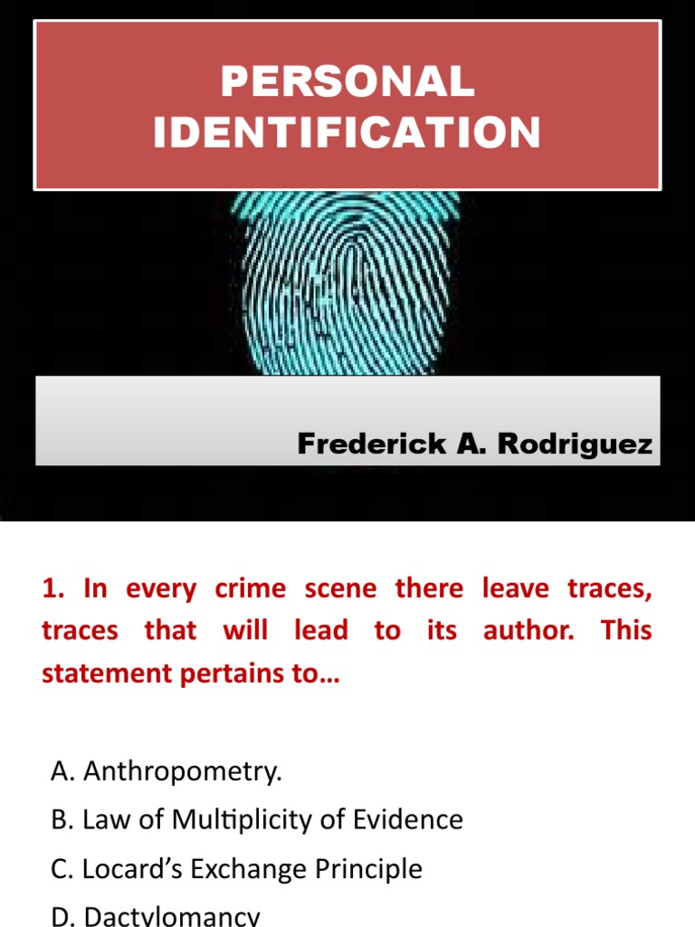 Forensic Personal Identification Techniques | PDF | Fingerprint ...