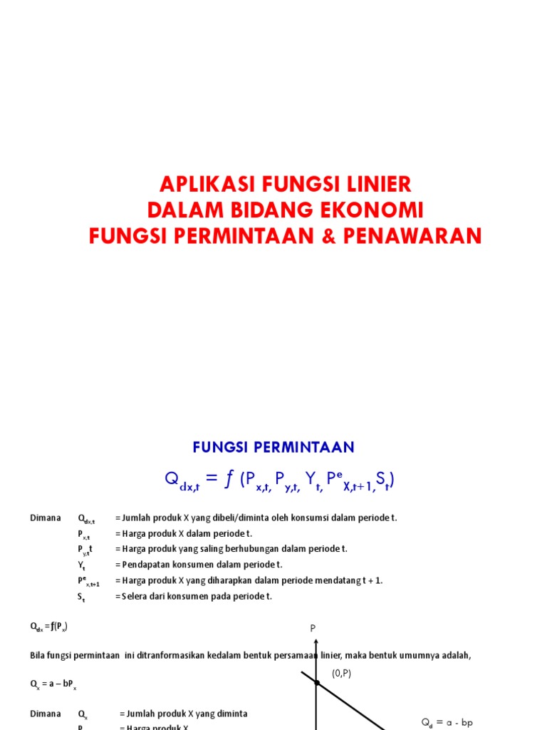 Aplikasi Fungsi Linier dalam Ekonomi | PDF
