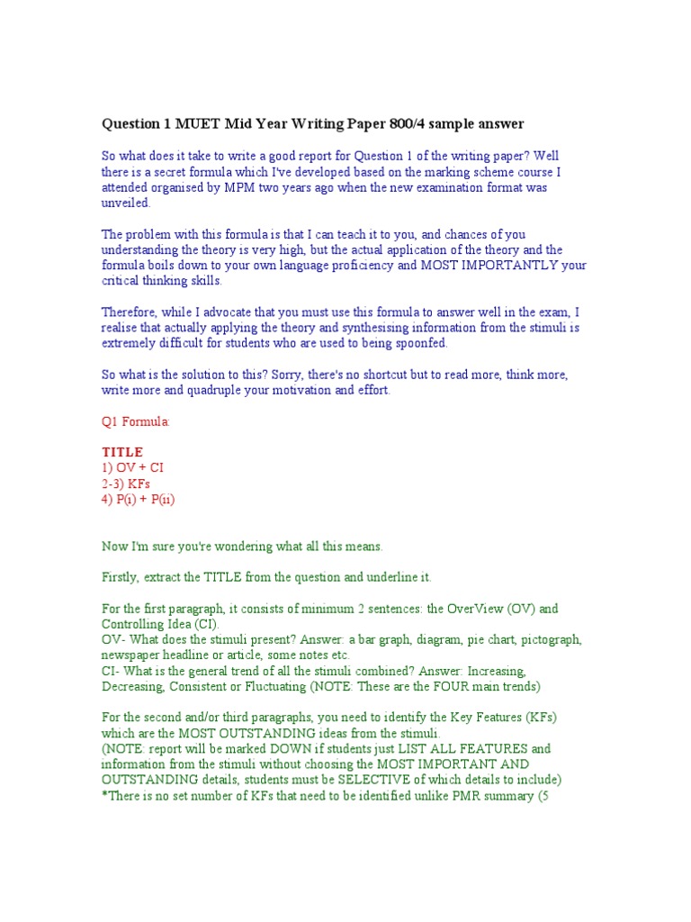 question 1 muet mid year writing paper 800 pdf paragraph cognition how to write observation in lab report example